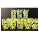 DR - Set of 12 Plastic Tumblers with Lime Floral Design, 4.5 Inch