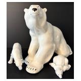 LR - Porcelain Polar Bear Family Figurines Set of 3
