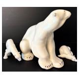 LR - Porcelain Polar Bear Family Figurines Set of 3