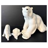 LR - Porcelain Polar Bear Family Figurines Set of 3