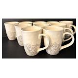 DR - Pottery Barn Scarlet 9 Dinner Plates and 10 Mugs Set with Paisley Pattern