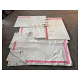 LR - Set of 6 PB Teen White Drapery Panels with Pink Ribbon Trim, 52 x 84 Inches