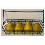 DR - Decorative Metal Basket, Fruit Bowl, and Assorted Faux Fruit Kitchen Decor Set