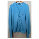 LR - Vintage 1970s Izod Lacoste Light Blue V-Neck Cardigan Size Large