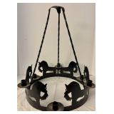 DR - Wrought Iron Farm Animal Decorated Chandelier by Little Mtn. Blacksmith, 19in Tall