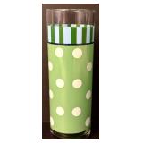 K - Set of 8 Gayle Pittman Vintage Green Polka Dot Glass Tumblers 12oz