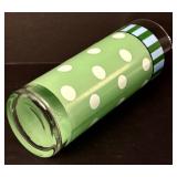 K - Set of 8 Gayle Pittman Vintage Green Polka Dot Glass Tumblers 12oz
