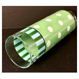 K - Set of 8 Gayle Pittman Vintage Green Polka Dot Glass Tumblers 12oz
