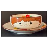 K - Set of 2 Vintage Farmer Boy and Girl Child