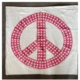 LR - PB Teen Tapestry with Pink Peace Sign 40 x 38 Inches