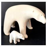K - Arabia Finland Stoneware Polar Bear Figures, Mother and Baby Set