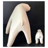 K - Arabia Finland Stoneware Polar Bear Figures, Mother and Baby Set