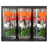 DR - Set of 3 Floral Glasses with 13.5 x 7 in. Rectangular Glass Platter
