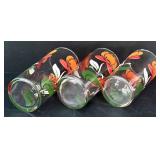 DR - Set of 3 Floral Glasses with 13.5 x 7 in. Rectangular Glass Platter