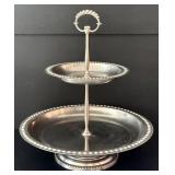 DR - Collection of Metal Kitchenware: Platter, Tiered Dessert Stand, and Cocktail Shaker