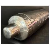 DR - Collection of Metal Kitchenware: Platter, Tiered Dessert Stand, and Cocktail Shaker