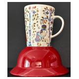 K - iittala Taika Porcelain Mug and Pier 1 Red Earthenware Bowl
