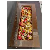 K - Amber Glass Tray with Metal Base and Decorative Glass Beads, 16 Inch