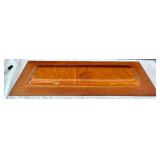 K - Amber Glass Tray with Metal Base and Decorative Glass Beads, 16 Inch