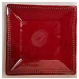 DR - Haeger Green Divided Pottery Platter with Red Center Bowl and Pier One Red Salad Plate