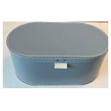 LR - Digo Wooden Desk Clock with Light Blue Oval Storage Box