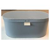 LR - Digo Wooden Desk Clock with Light Blue Oval Storage Box