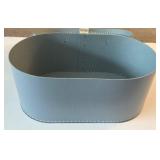 LR - Digo Wooden Desk Clock with Light Blue Oval Storage Box