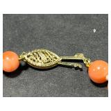 Coral Bead Necklace with 14K Gold Clasp
