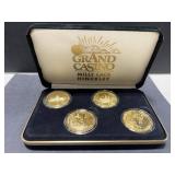 Set of 4 Grand Casino Mille Lacs Hinckley 1998-1999 Collector Coins in Display Case
