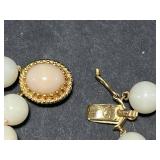 15-Inch Double Strand Angel Skin Coral Bead Necklace with 14K Gold Clasp