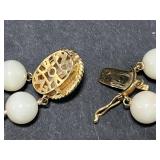 15-Inch Double Strand Angel Skin Coral Bead Necklace with 14K Gold Clasp