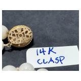 15-Inch Double Strand Angel Skin Coral Bead Necklace with 14K Gold Clasp