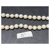 15-Inch Double Strand Angel Skin Coral Bead Necklace with 14K Gold Clasp