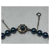 Majorica Black Imitation Pearl Necklace with Original Box and Certificate