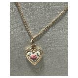 Jewelry Collection: Heart Necklace, 6.5" Shell Bracelet, and Assorted Pins