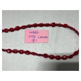 Vintage Jewelry Set: Coral Red Necklace, Double-Strand Bead Bracelet, and Brooch