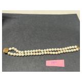 Vintage Jewelry Set: Coral Red Necklace, Double-Strand Bead Bracelet, and Brooch