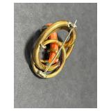 Vintage Jewelry Set: Coral Red Necklace, Double-Strand Bead Bracelet, and Brooch