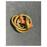 Vintage Jewelry Set: Coral Red Necklace, Double-Strand Bead Bracelet, and Brooch