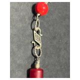 Vintage Coral and Red Beaded Jewelry Set with Clip, Necklaces, and Ring