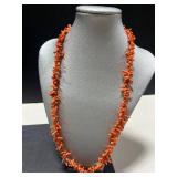 Vintage Coral Jewelry Set: Orange Branch Necklace, Gold Tone Brooch, and Native American Zuni Inlay Ring