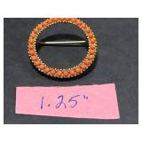 Vintage Coral Jewelry Set: Orange Branch Necklace, Gold Tone Brooch, and Native American Zuni Inlay Ring