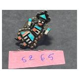 Vintage Coral Jewelry Set: Orange Branch Necklace, Gold Tone Brooch, and Native American Zuni Inlay Ring