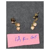 Collection of 5 Pairs Pink Coral and Beaded Earrings, Including 12K Gold Filled Hearts