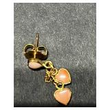 Collection of 5 Pairs Pink Coral and Beaded Earrings, Including 12K Gold Filled Hearts