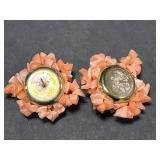 Collection of 5 Pairs Pink Coral and Beaded Earrings, Including 12K Gold Filled Hearts