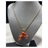 Coral and Silver Jewelry Set with Necklaces, Earrings, Brooch, and Bracelet