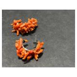 Coral and Silver Jewelry Set with Necklaces, Earrings, Brooch, and Bracelet