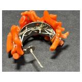 Coral and Silver Jewelry Set with Necklaces, Earrings, Brooch, and Bracelet