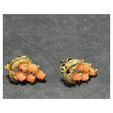 Coral and Silver Jewelry Set with Necklaces, Earrings, Brooch, and Bracelet